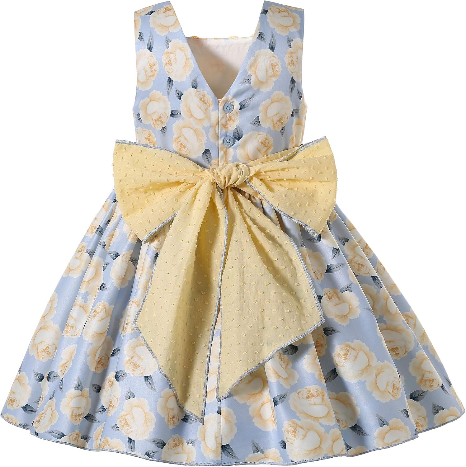 Pettigirl Girl Summer Yellow Vintage Ceremony Floral Clothing Outfit Toddler Kid Ruffle Cute Party Dresses