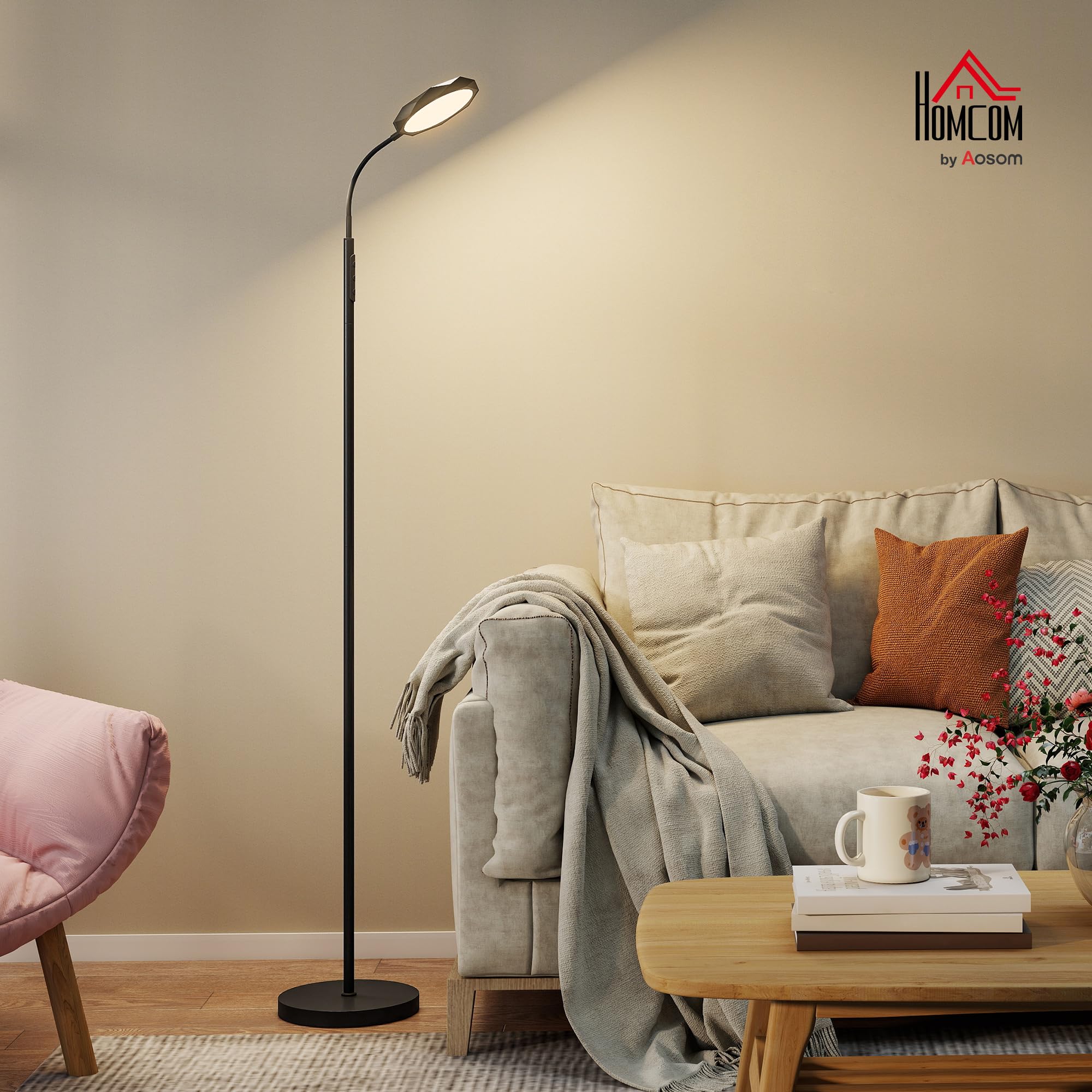 HOMCOM Lampe à LED réglable avec télécommande magnétique Noir