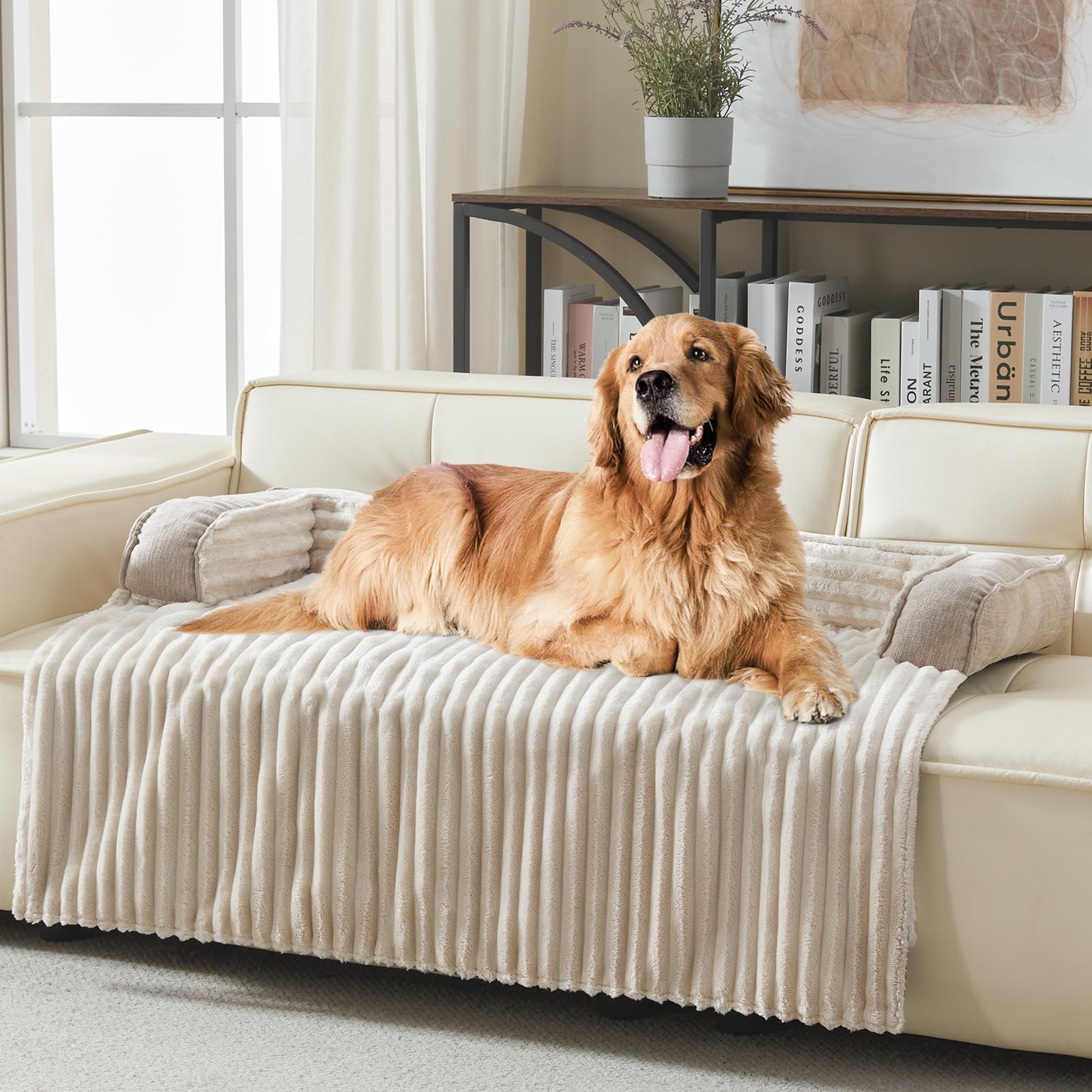 Photo 1 of WINDRACING Luxury Dog Couch Bed, Washable Calming Dog Couch Cover, Couch Protector for Dogs, Waterproof Sofa Bed, Pet Bed Mats for Sofa, Pet Sofa Covers ?Beige M:35"X31"X4.5"
