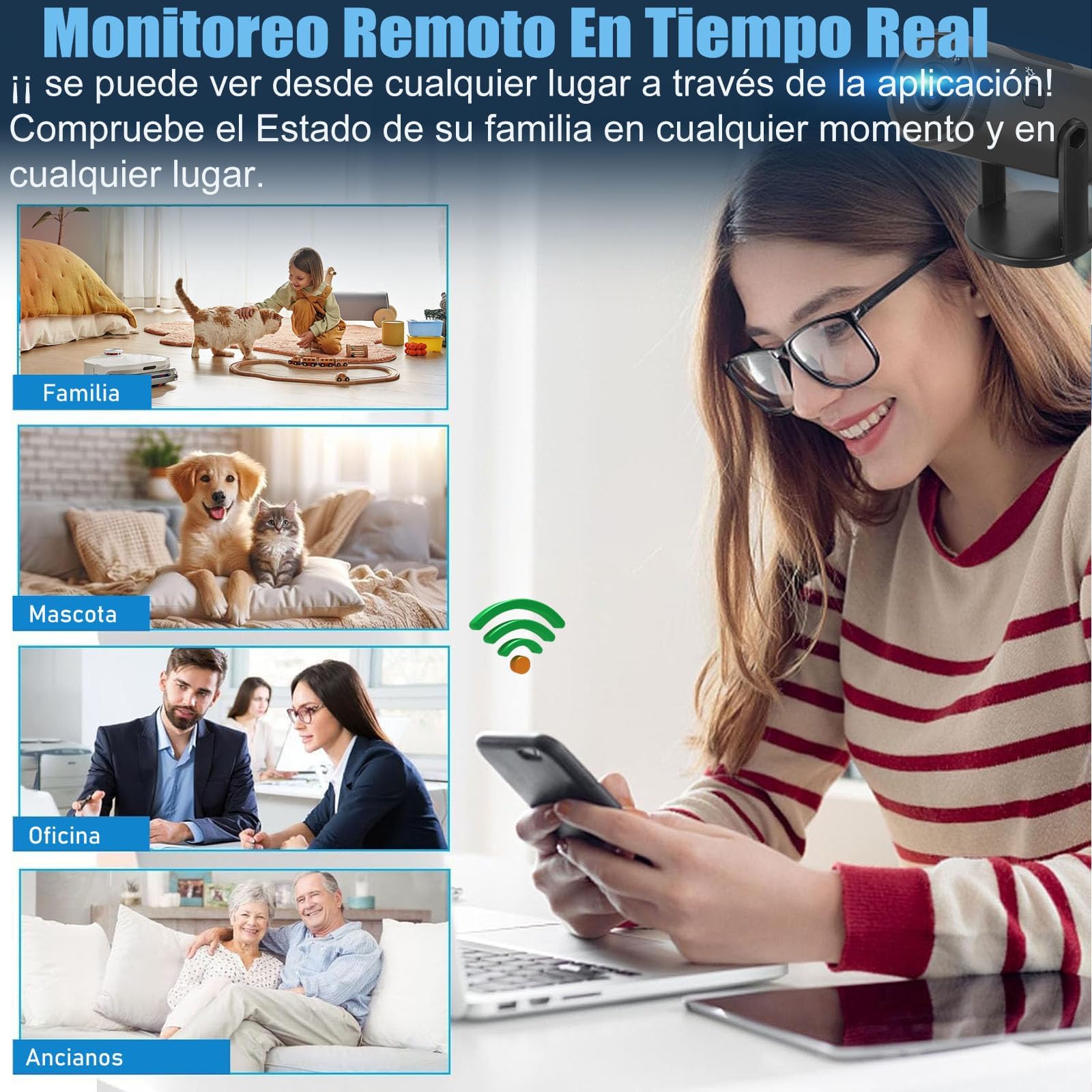Genérico Mini Camara Oculta 1080P HD WiFi Camaras de Vigilancia sin Cables Camara Seguridad Vigilancia Cámara,con Batería de 12h,para Ver En El Movil Interior CAM con Detección de Movimiento (XS)