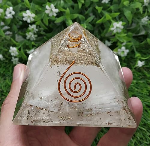 Miniatura 73 de Amazing Gemstone Pirámide de orgón grande Cristal de pirámide de turmalina negra oscura Pirámide de orgonita Pirámides de órgano Curación