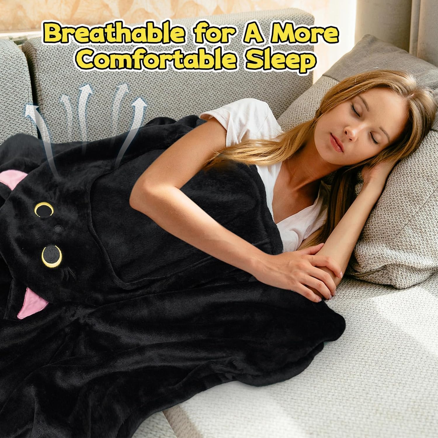 Wearable Hooded Blanket, Soft Hooded Cloak Hoodie Blanket for Women, Adults, Hoodie Blankets Gifts for Mother's Day - Image 3