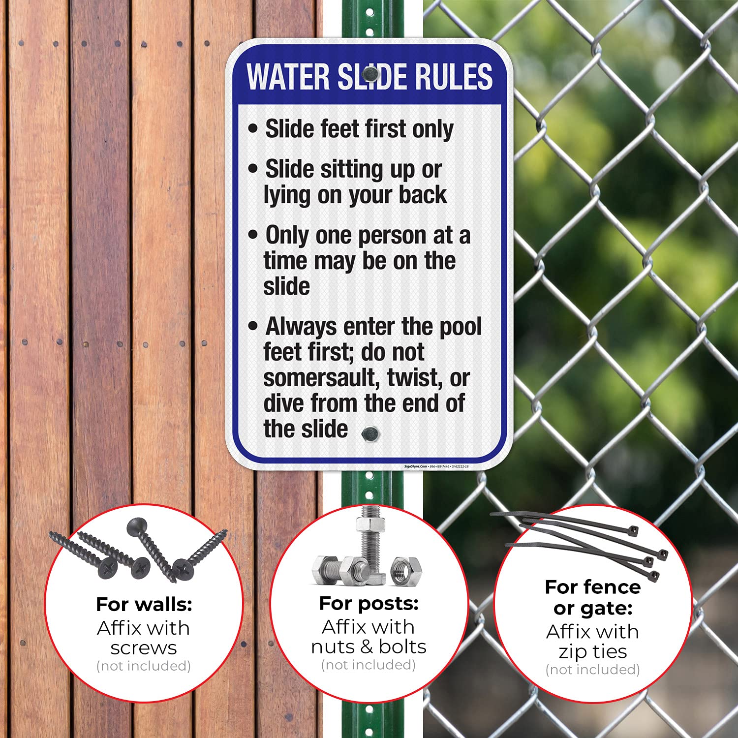 New Mexico Water Slide Rules Sign, Complies with State of New Mexico Pool Safety Code, 12x18 Inches, 3M EGP Reflective .063 Aluminum, Fade Resistant, Made in USA