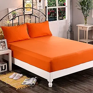 Elegant Comfort 1500 Premium Hotel Quality 1-Piece Fitted Sheet, Softest Quality Microfiber - Deep Pocket up to 16 inch, Wrinkle and Fade Resistant, Twin/Twin XL, Orange