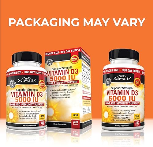 Miniatura 2 de Vitamina D3 5000 UI (125 mcg) Suplemento natural de apoyo inmunológico, fuerza ósea, función muscular saludable, con aceite de oliva para una mayor
