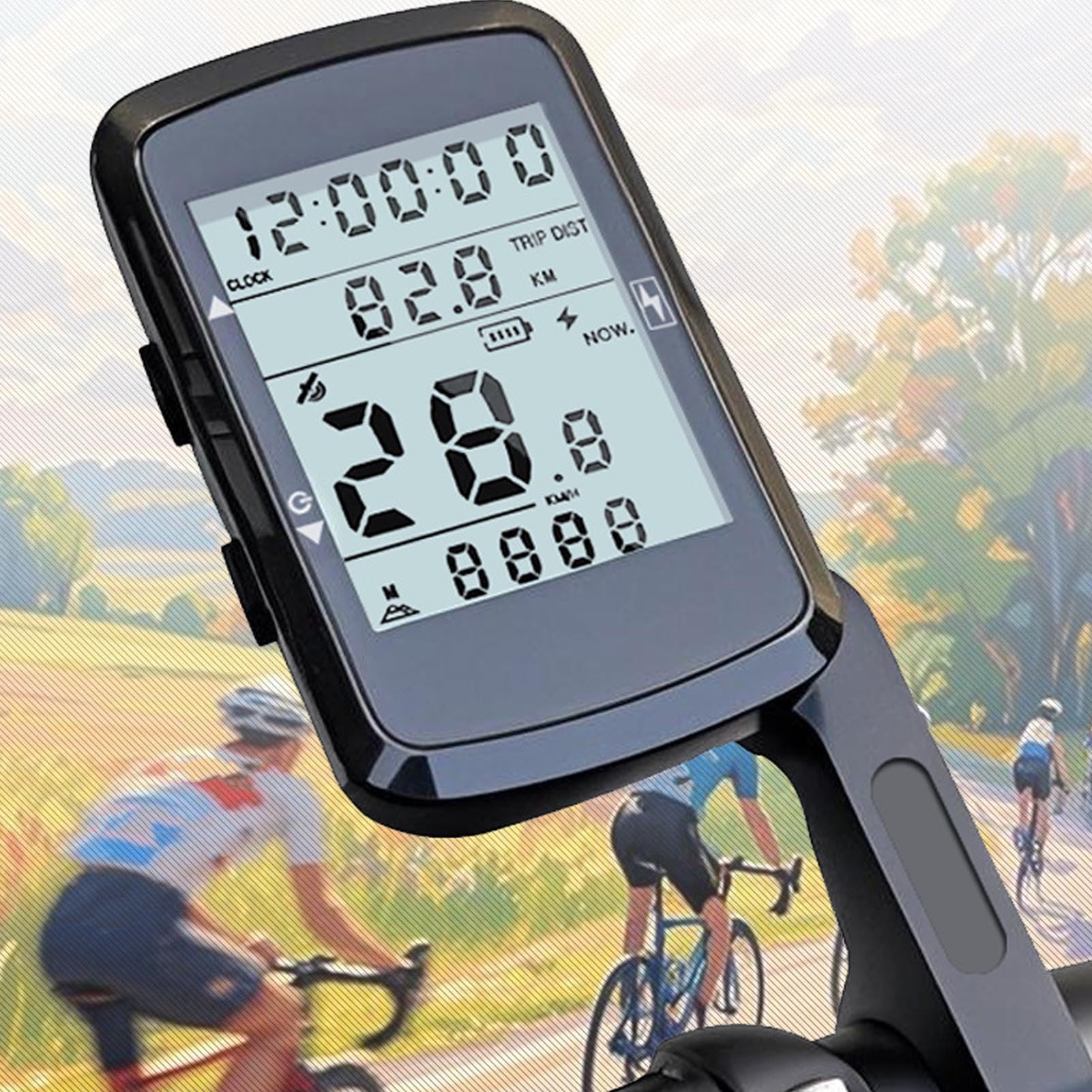 Bewinner Computer da Bici GPS, Computer da Ciclismo Wireless con Retroilluminazione, Display LCD da 2,4 Pollici, Contachilometri Bici Impermeabile, Durata della Batteria di 28 Ore