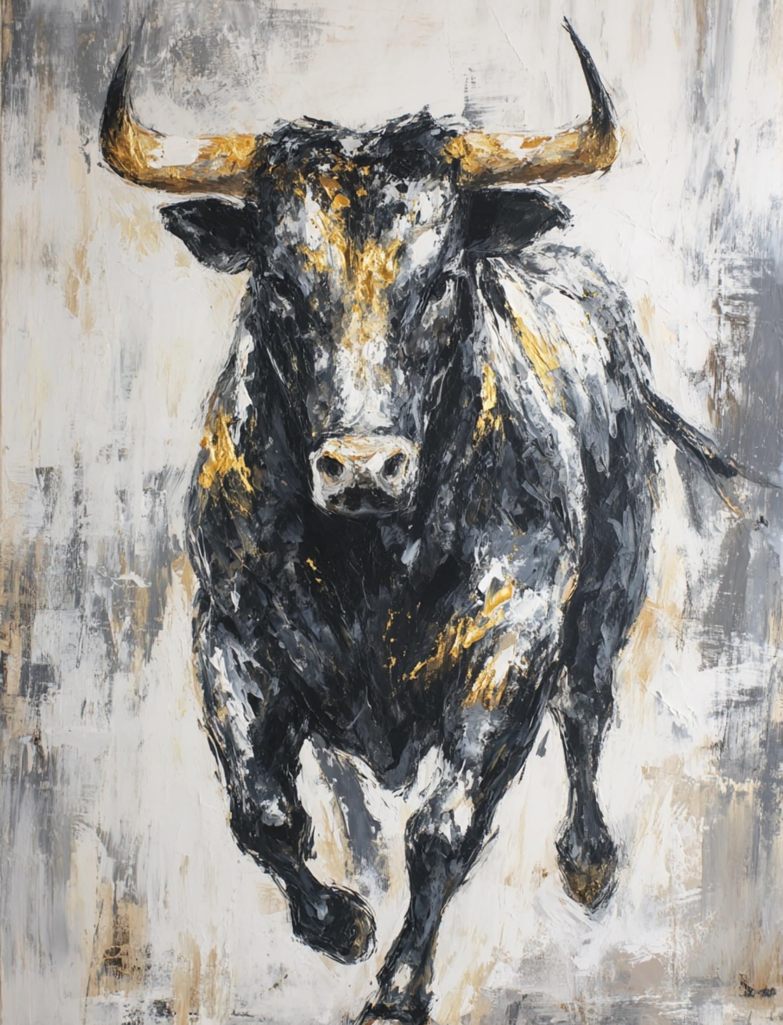 WANGWANGMIAO DIY Oil Painting Paint by Number Kit for Adults -Running Bull- 40x50cm Linen Canvas Paint by Numbers Crafts Kits Gift for Relax and De-Stress 16x20inch，with Frame