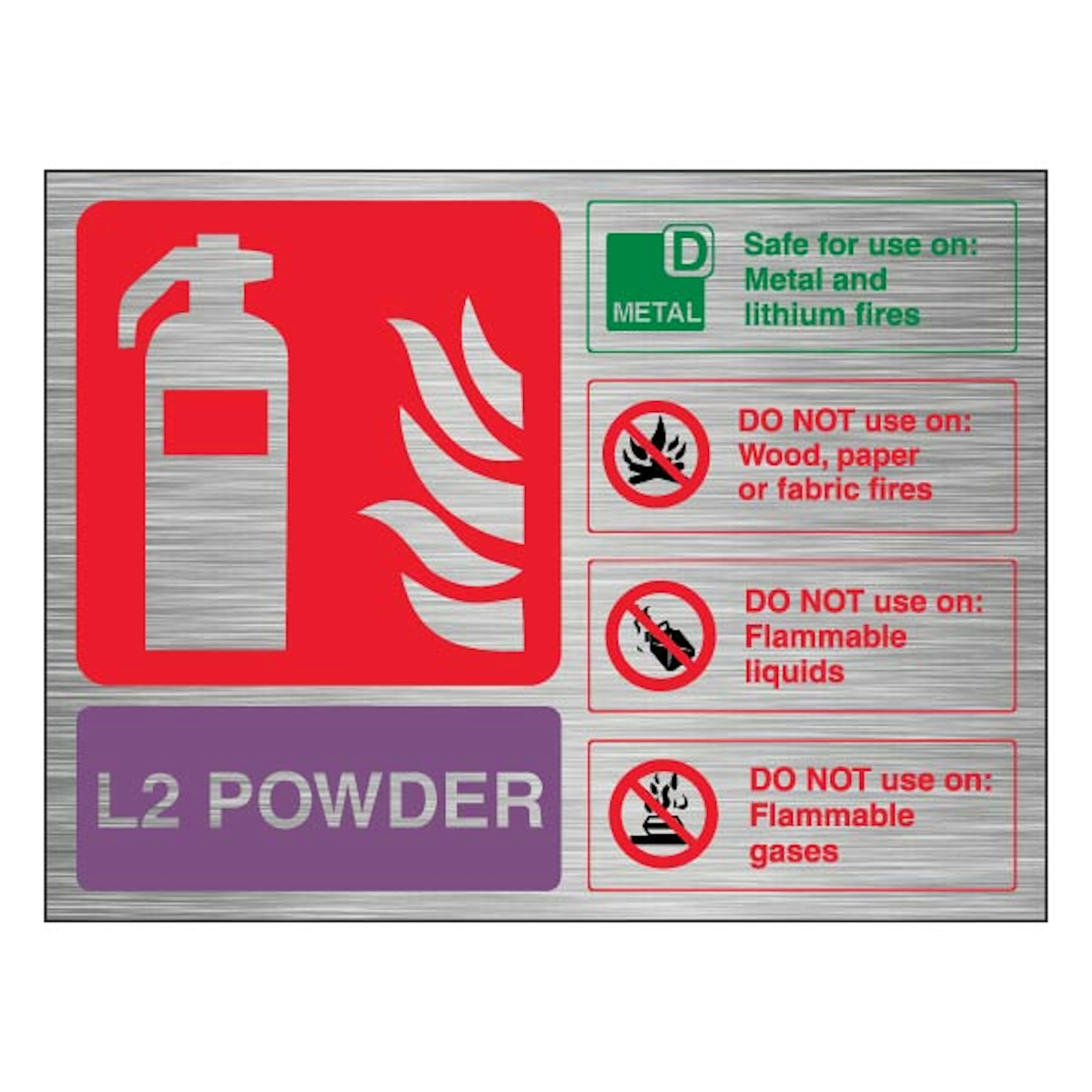V Safety L2 Powder - Landscape 200 x 150 mm - 1.6mm Aluminium Effect Rigid Plastic Safety Sign