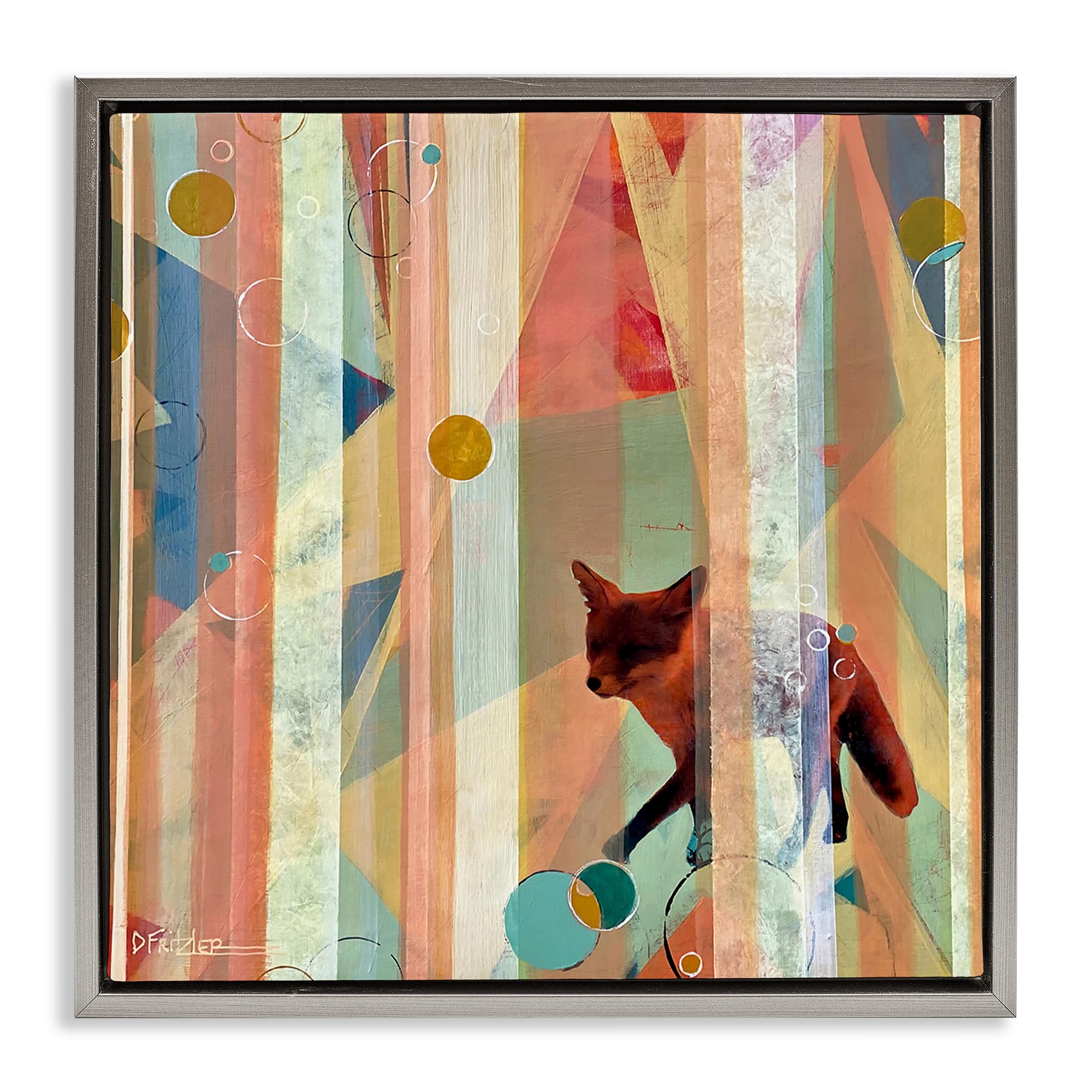 Stupell Industries Luster Gray (Matte) 'Making My Move Fox'| Floating Frame Canvas Art