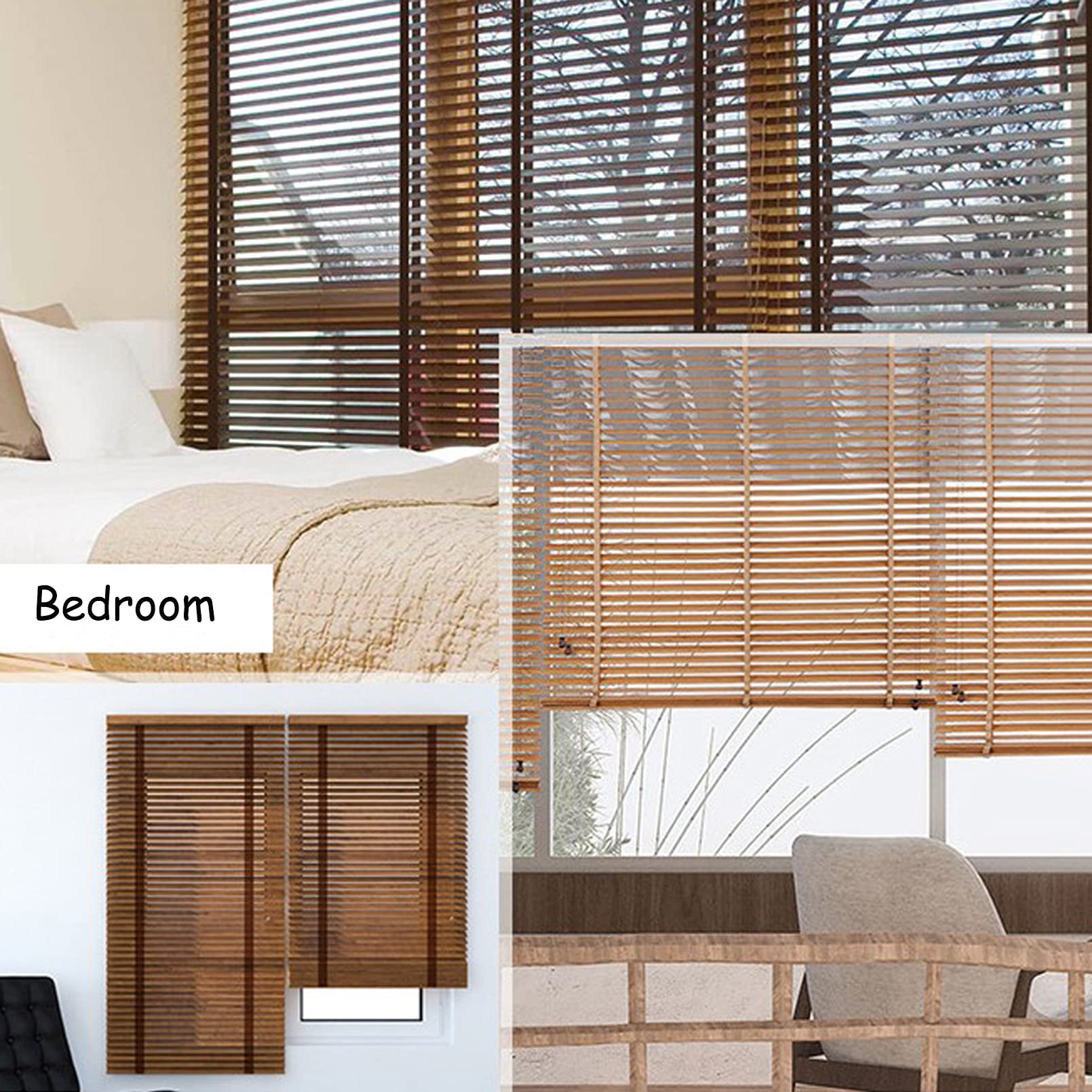 Bambus-Jalousien aus Holz für Zuhause und Büro, verstellbare Rollos (80 x 170 cm), perfekte Sichtschutz, natürliche Holzfarbe, ideal für Wohnzimmer und Arbeitszimmer