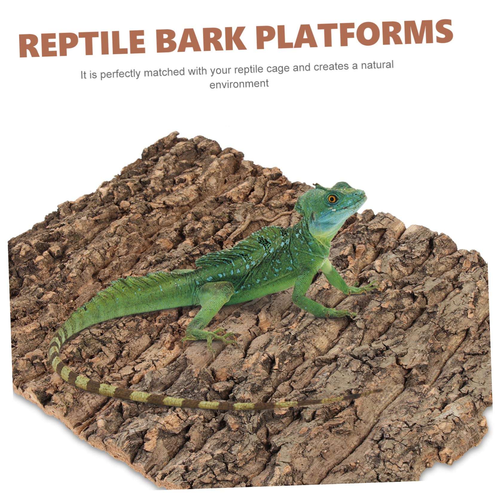 COSMEVIVI 2pcs Reptile Tank Cork Bark Climb Platforms Bearded Dragon Bask Platforms Turtle Decor Snake Hide Cork Board for Reptile
