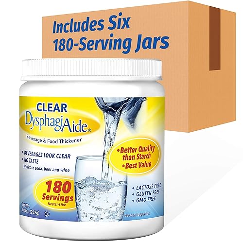 Clear DysphagiAide - Polvo espesante instantáneo para líquidos y alimentos (180 porciones, paquete de 6) un espesante líquido para disfagia,