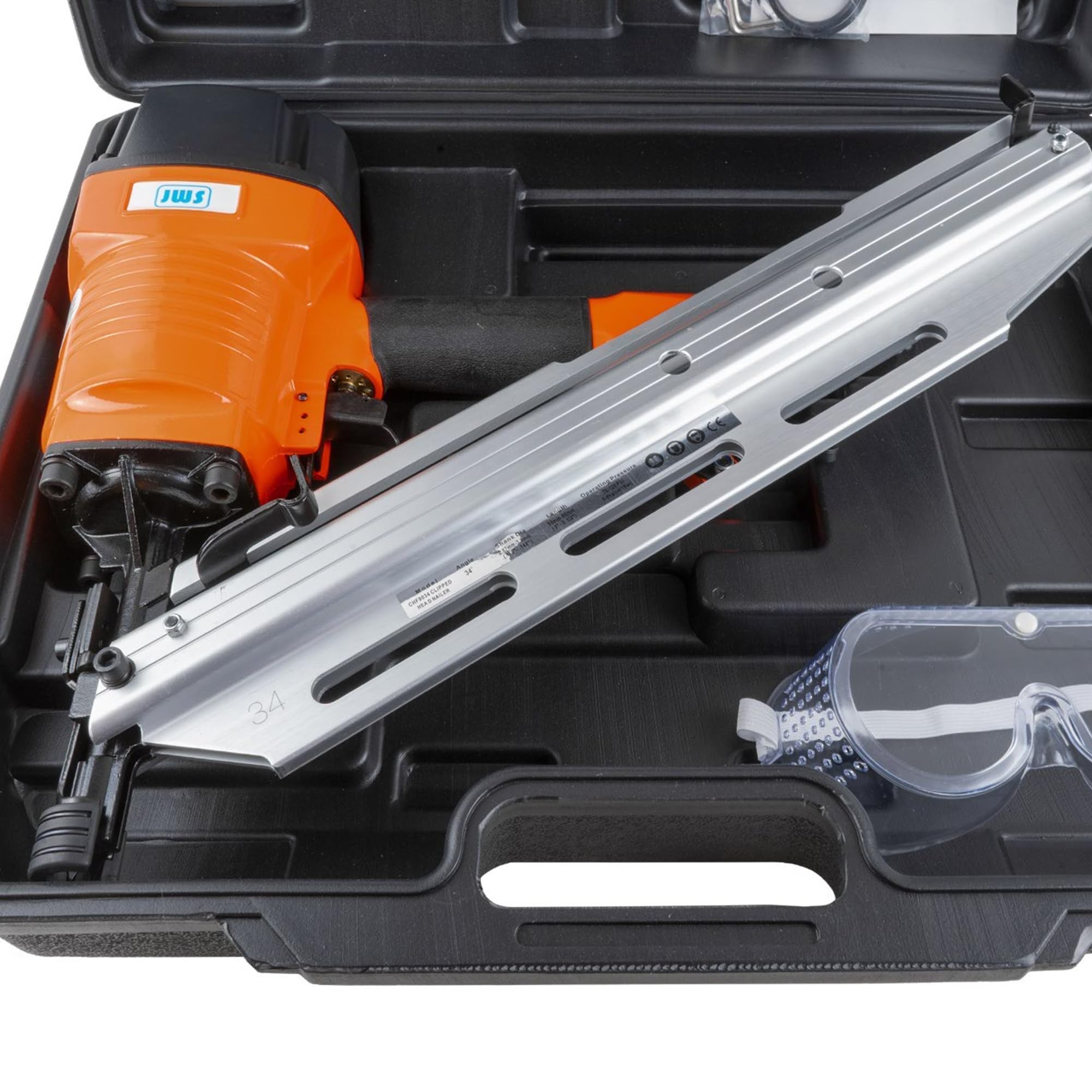 JWS Chiodatrice Pneumatica ad Angolo per Strisce 50-90 mm Utilizza Chiodi a Nastro Fascicolati in Carta