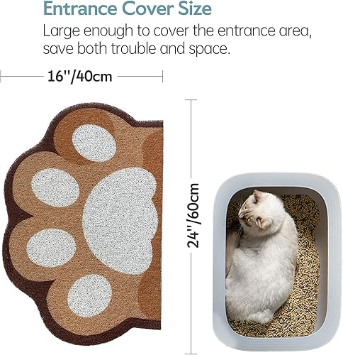 Miniatura 10 de Rarenut Bonita alfombrilla para atrapar arena para gatos de 24 x 16 pulgadas, atrapa el desorden de la caja de arena y el tazón de comida para