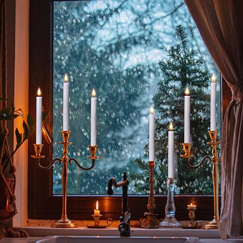 Miniatura 8 de SunFunUSA Velas LED sin llama con temporizador remoto, funciona con pilas, luces parpadeantes de 9.6 pulgadas para ventana, luz ámbar cálida