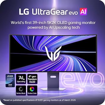 LG 39GX950B-B 39-inch Ultragear evo 5K2K WUHD (5120 x 2160) OLED Curved Gaming Monitor, Dual-Mode,165Hz, 0.03ms, NVIDIA G-Sync, FreeSync Premium Pro, DisplayHDR True Black 500, HDMI, DP, USB-C, Black
