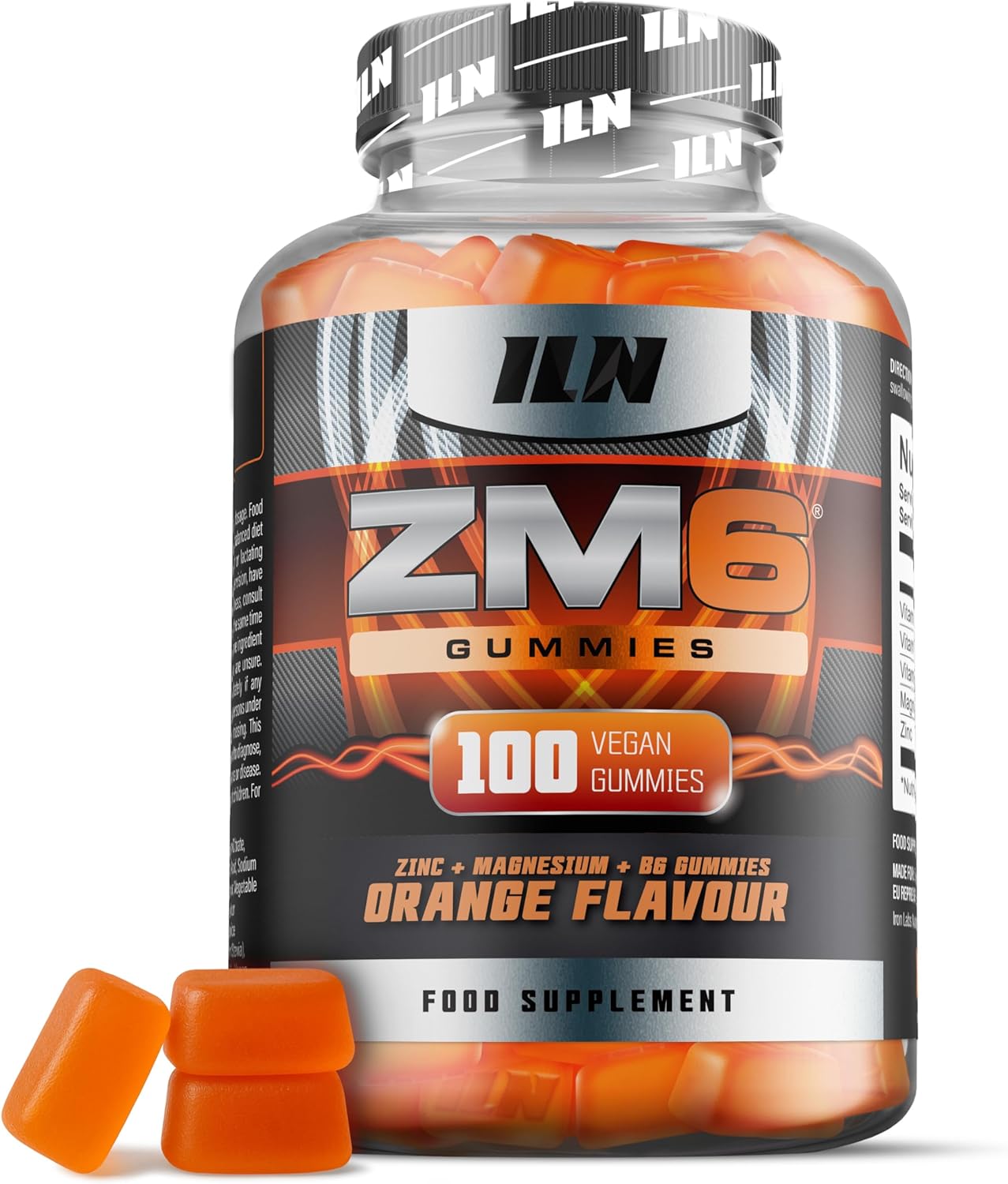 ZM6 – High Strength Zinc and Magnesium Gummies – 100 Vegan Gummies (Orange Flavour) – Supplement for Men and Women – Zinc Citrate and Magnesium Citrate