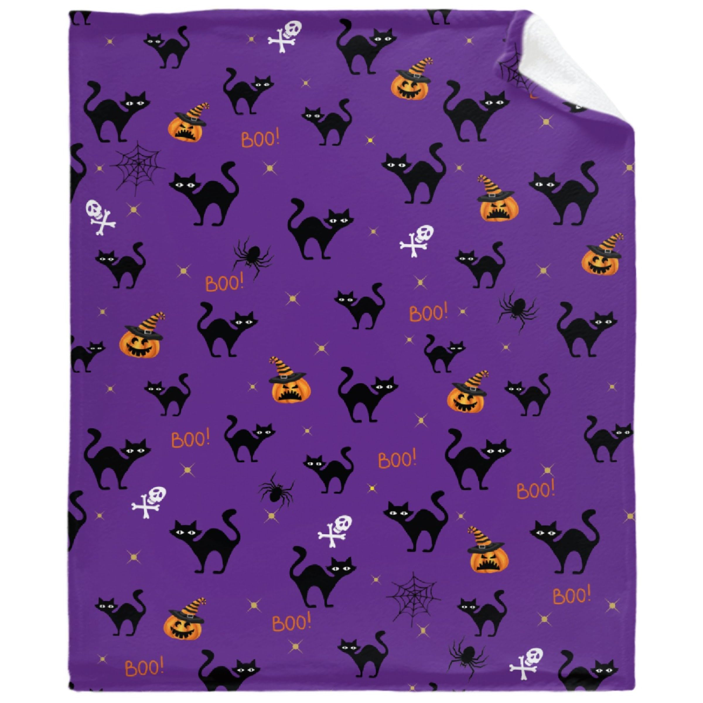 Halloween Bat Pumpkin Spiderweb Blanket - Super Soft Fleece Throw for Couch, Bed - 60x50 Medium for Teen