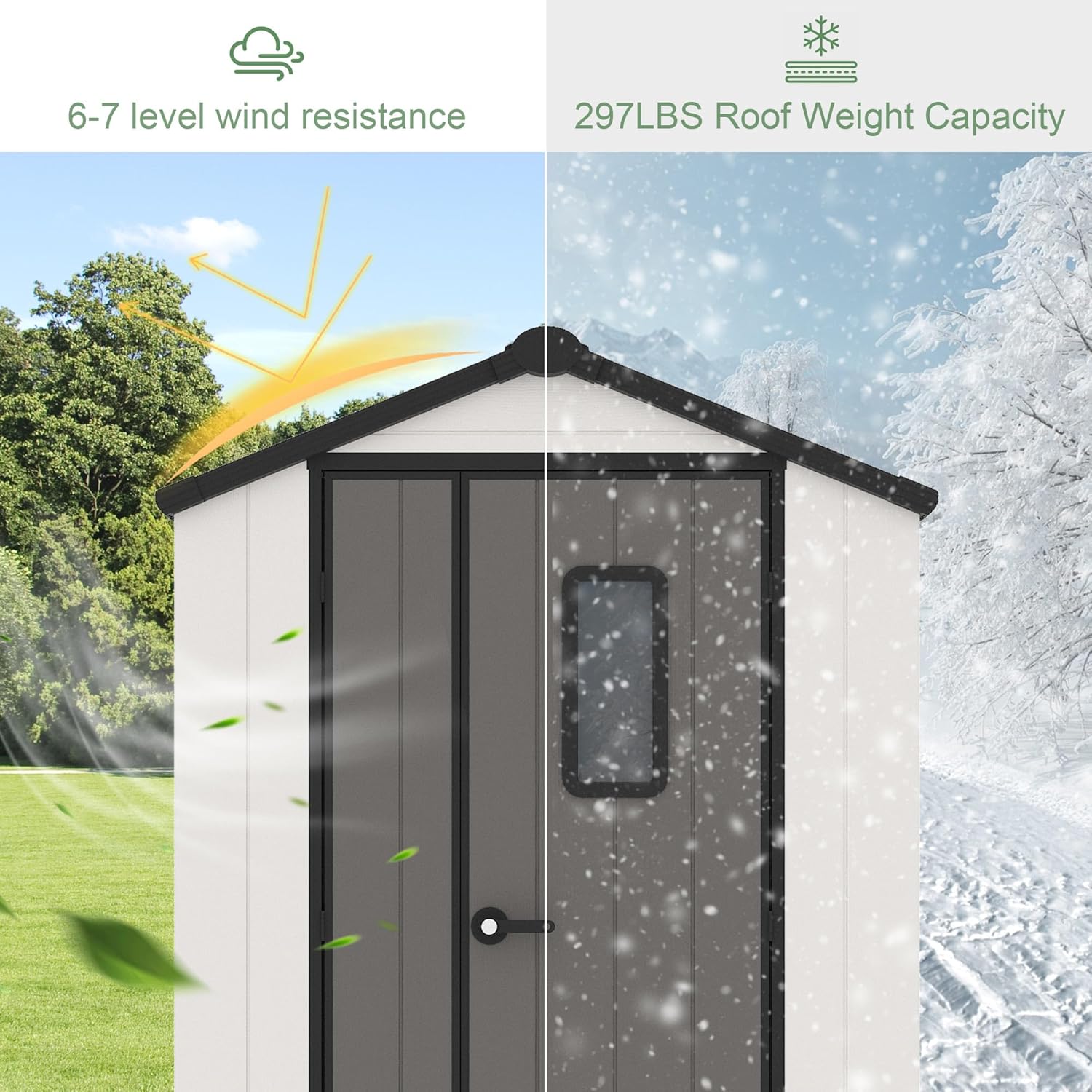 5' x 3' Outdoor Resin Storage Shed with Floor,Galvanized Metal Waterproof Garden Shed with Lockable Door, Plastic Tool, Bike Storage for Patio Furniture, Lawn Mower