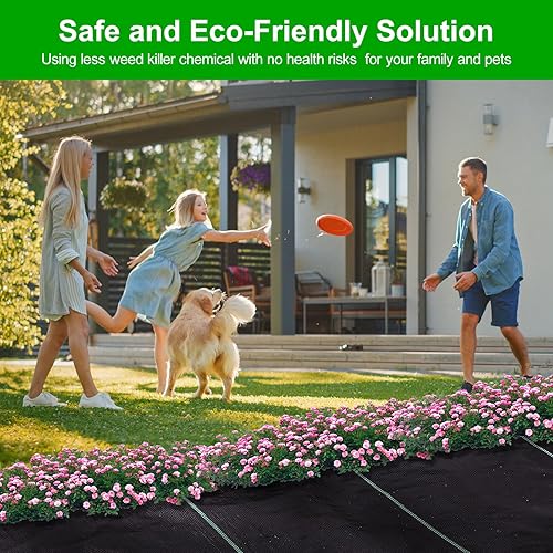 Miniatura 3 de Tela de entrada para control de malezas: 13 pies x 150 pies con grapas, barrera contra malezas resistente, tela duradera de 3.5 onzas para jardín