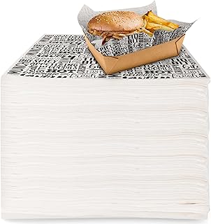Deli Paper Sheets (1000 Count) 12-Inch Black and White Text Sandwich Wrapping Paper Grease Resistant Perfect for Concession Stand, Carnival, Party, Fast Food, Cheese, Basket Liner and Food Packaging