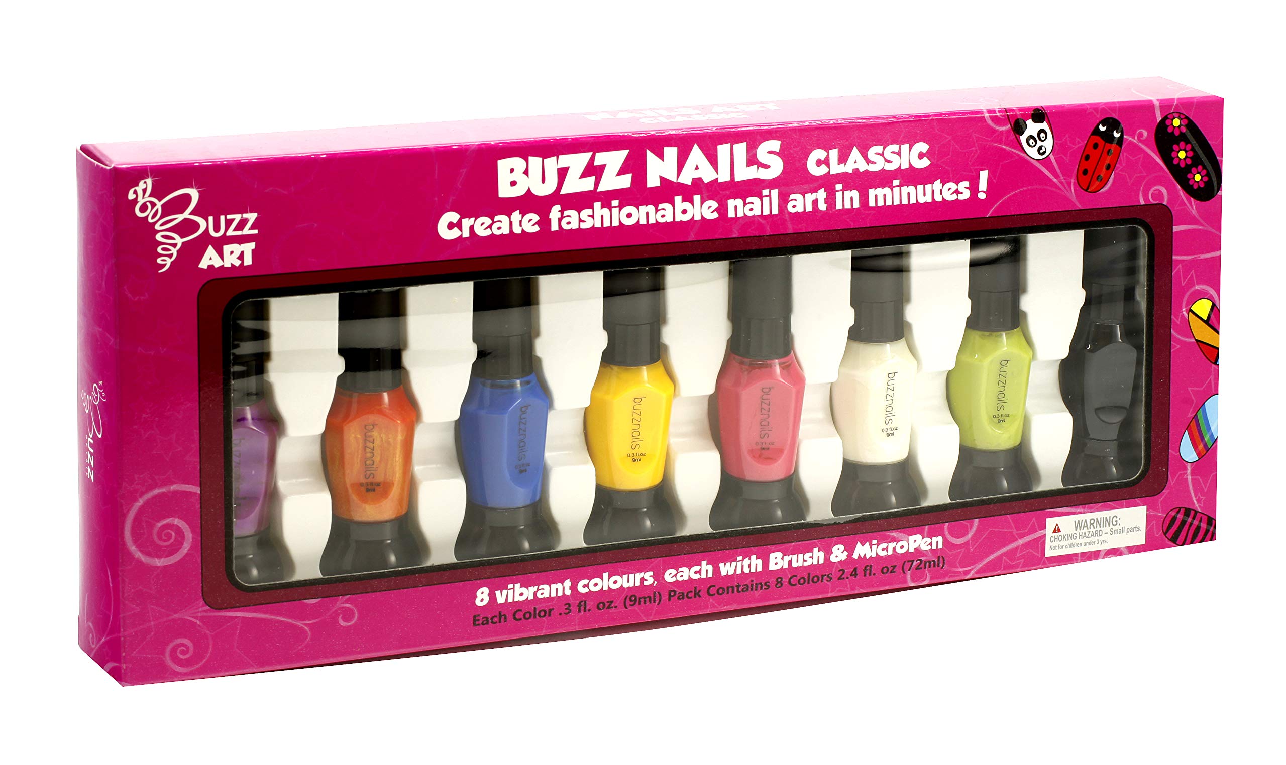 Thunder Bee Buzz Nails Classic 8 Farben Nail Art Kit Pinselstift schnell trocknend