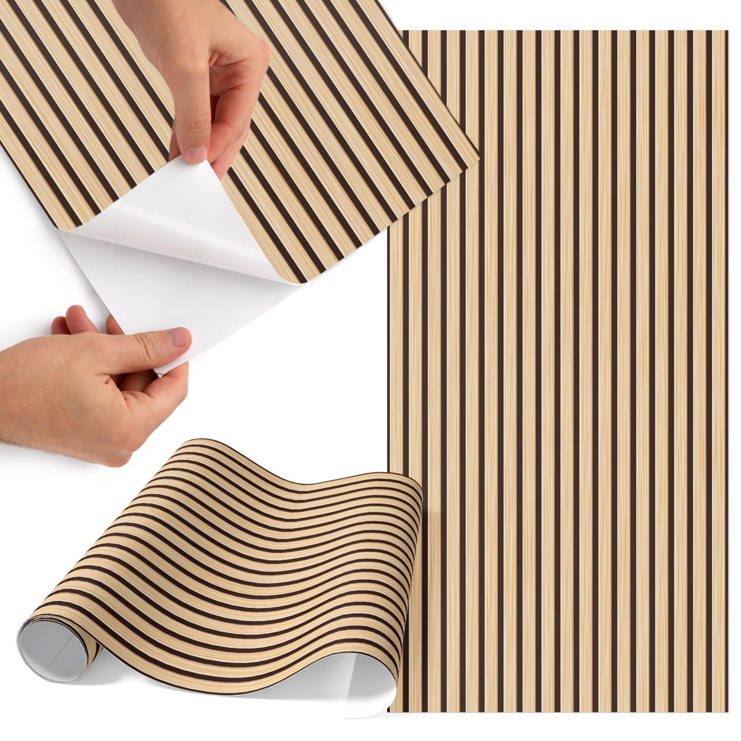 Papier adhésif pour meuble mat 65x130 cm au motif à rayures beiges