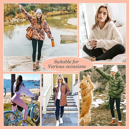 Miniatura 3 de NEW YOUNG Paquete de 3 leggings con forro polar con bolsillos para mujer, pantalones térmicos de cintura alta cálidos para yoga de invierno