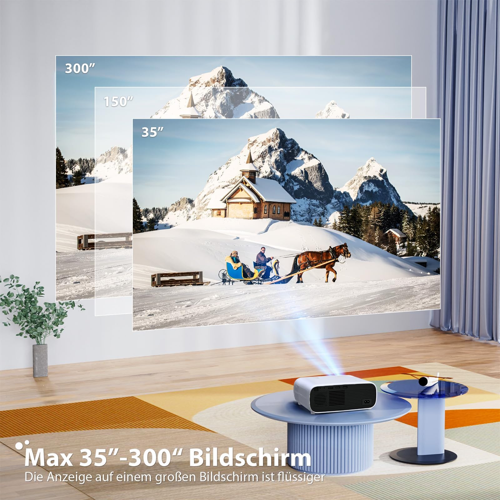 Nuovo proiettore 2024, Bluetooth e WiFi, 18000 lumen con supporto 4K, proiettore video HD, compatibile con PS5 e switch (nero)