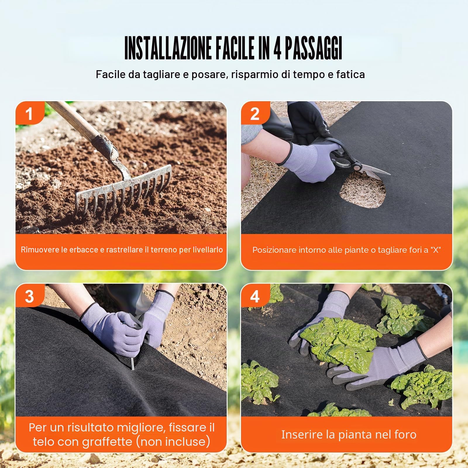 VEVOR Telo Geotessile Non Tessuto 1,8x30,5 m, Tessuto Pacciamante 271 g/m², Telo Pacciamatura Anti Erbacce per Sistemi di Drenaggio, Paesaggistica, Copertura Non Tessuto Geotessile del Terreno, Nero