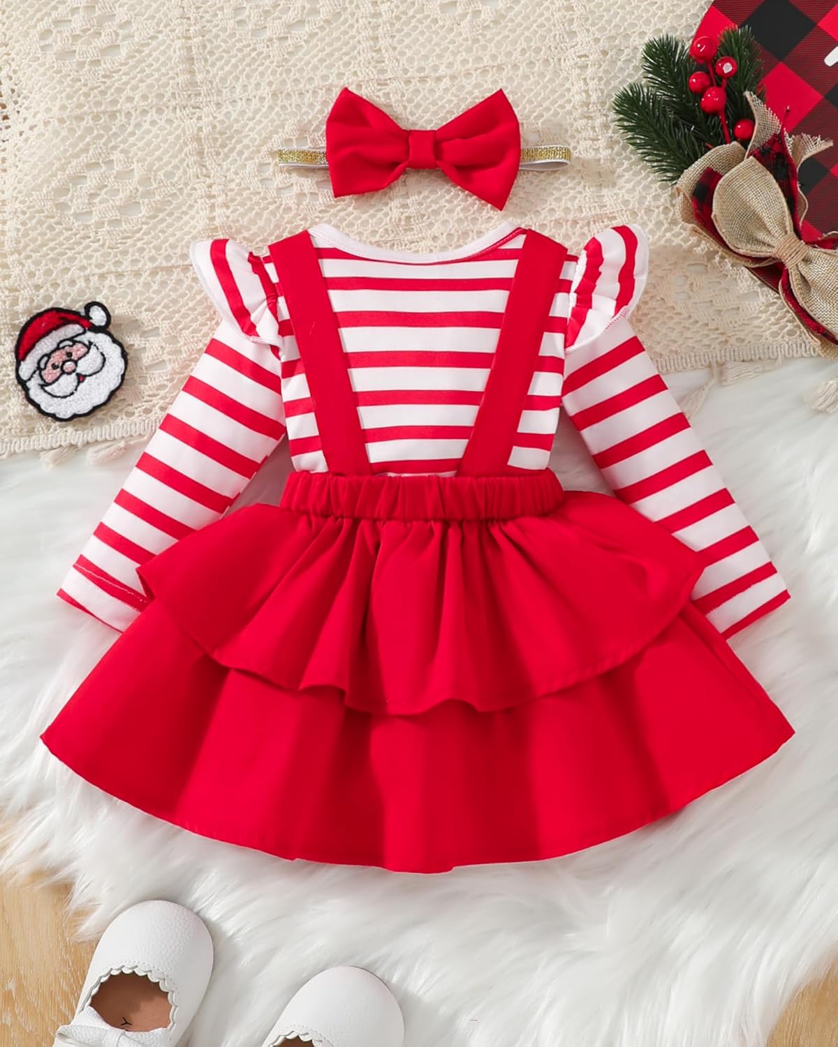 Baby Girl Fall Winter Skirt Set Newborn Overall Dress Long Sleeve Ribbed Romper Suspender Skirts 3Pcs Outfits - Image 5