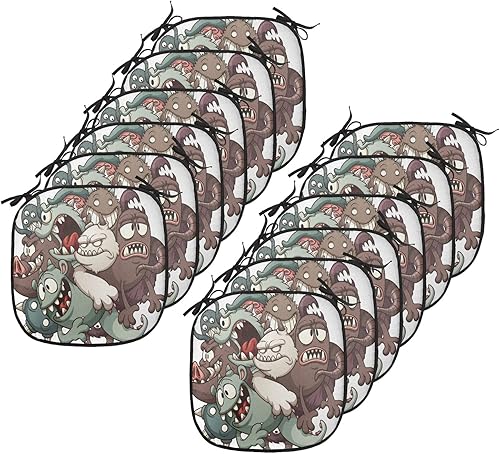 Miniatura 61 de Lunarable Cojín retro para silla, dibujo de chica a la moda en tierra primavera campo margaritas arte, acolchado de asiento para cocina y patio con