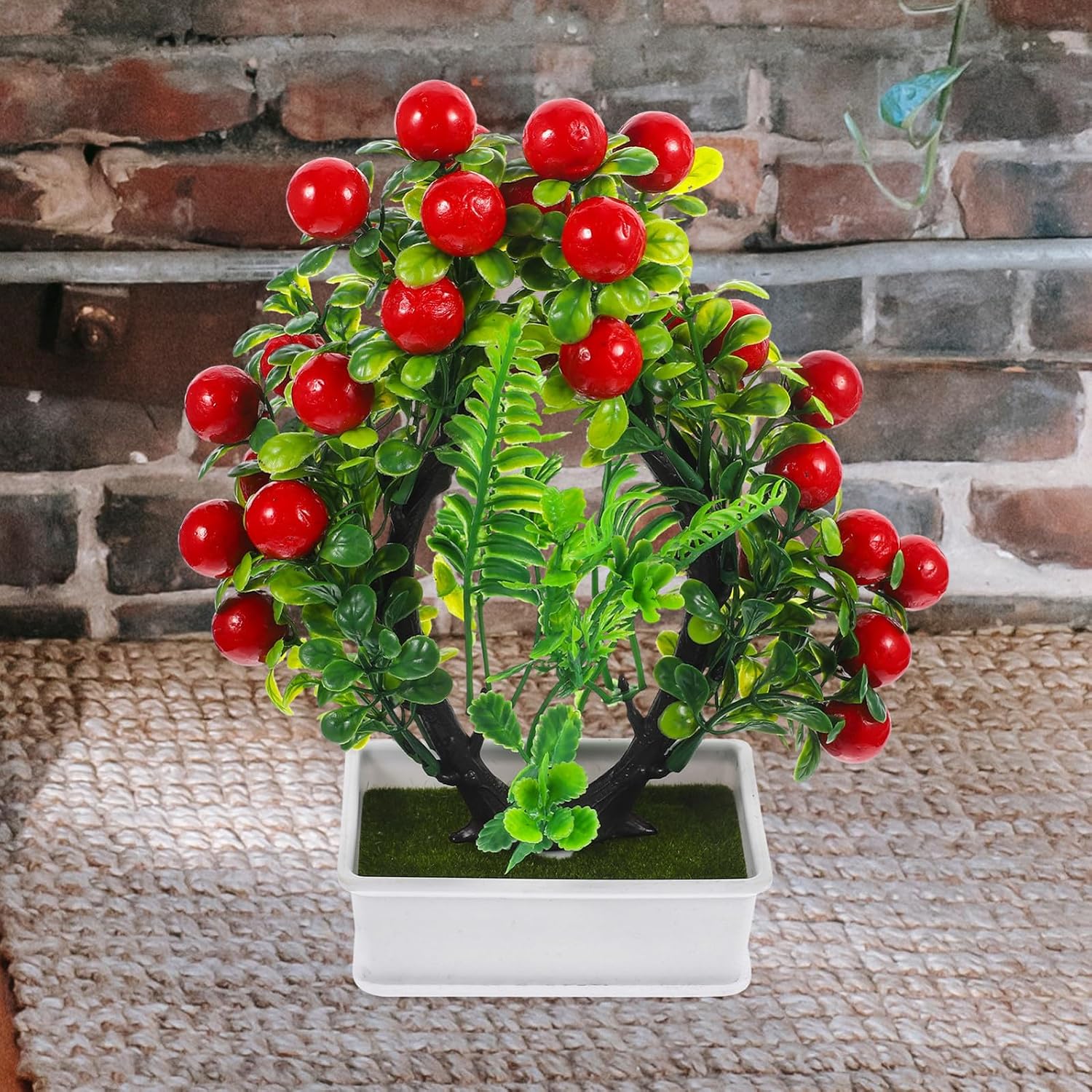 Faux Fruit Tree Decor Artificial Fruit Potted Plant Lightweight Plastic and Foam Bonsai for Home and Indoor Decoration Tabletop Display in Modern and Nordic Style