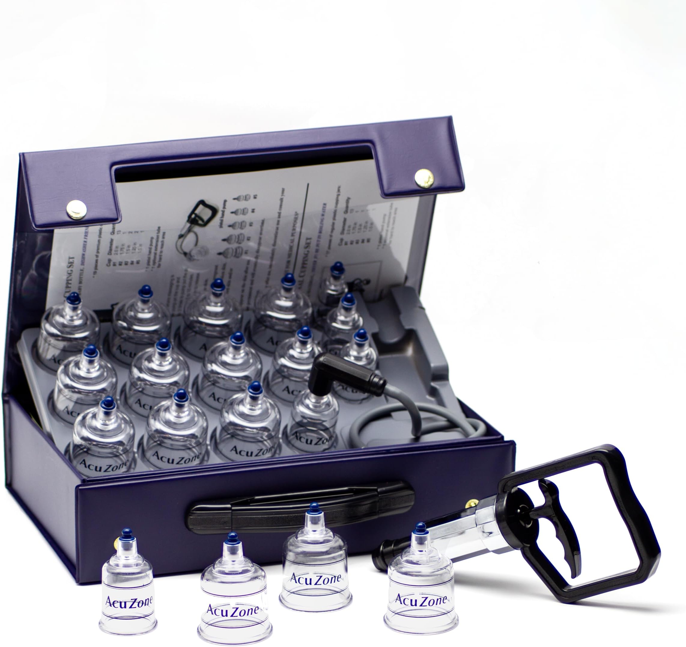 AcuZone Premium Plastic Cupping Set Includes 19 Cups with Extension Tube