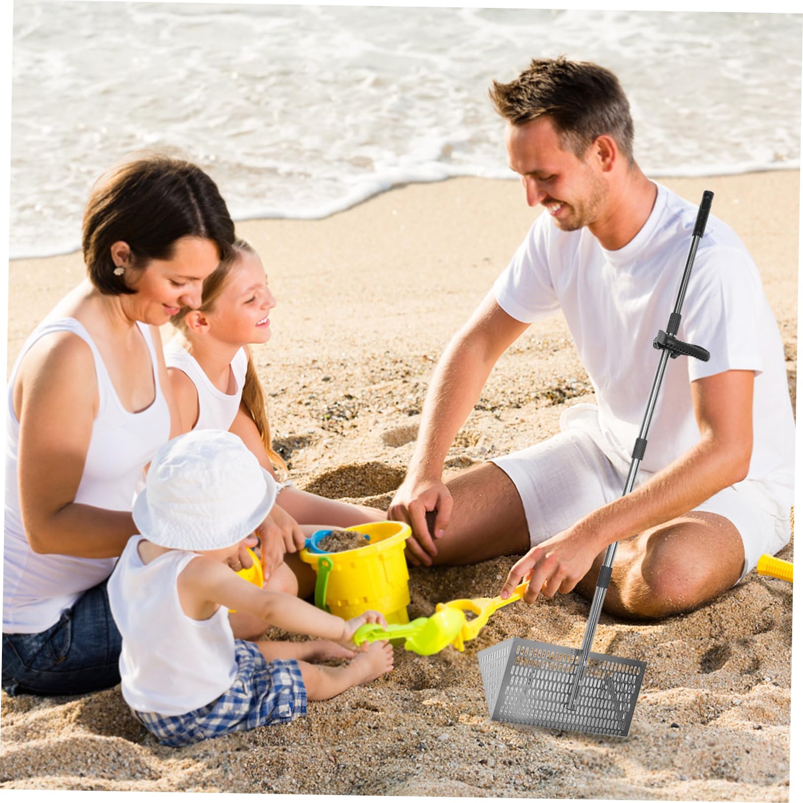 BESTonZON Tamiz De Pala Playa Pala Metálica De Acero Al Carbono Tamiz De Playa para Recolectar Conchas Manual para Filtrar Arena Verano