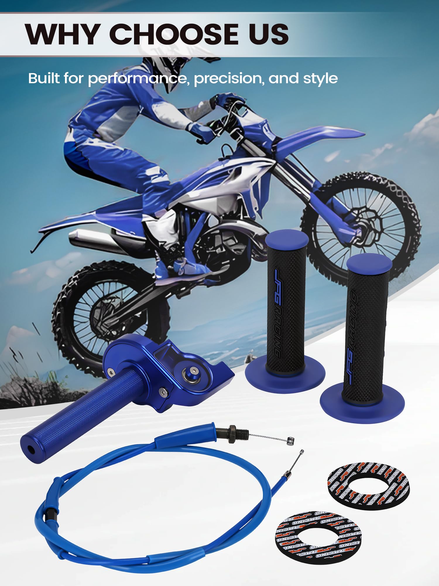 Gas Rapido Gruppo Acceleratore Quick Turn Twist Con Cavo per Adatto per Manopole Moto Dell'acceleratore da 22 mm 50 cc 110 125 150 200 250 cc Dirt Pit Bike (Blu)