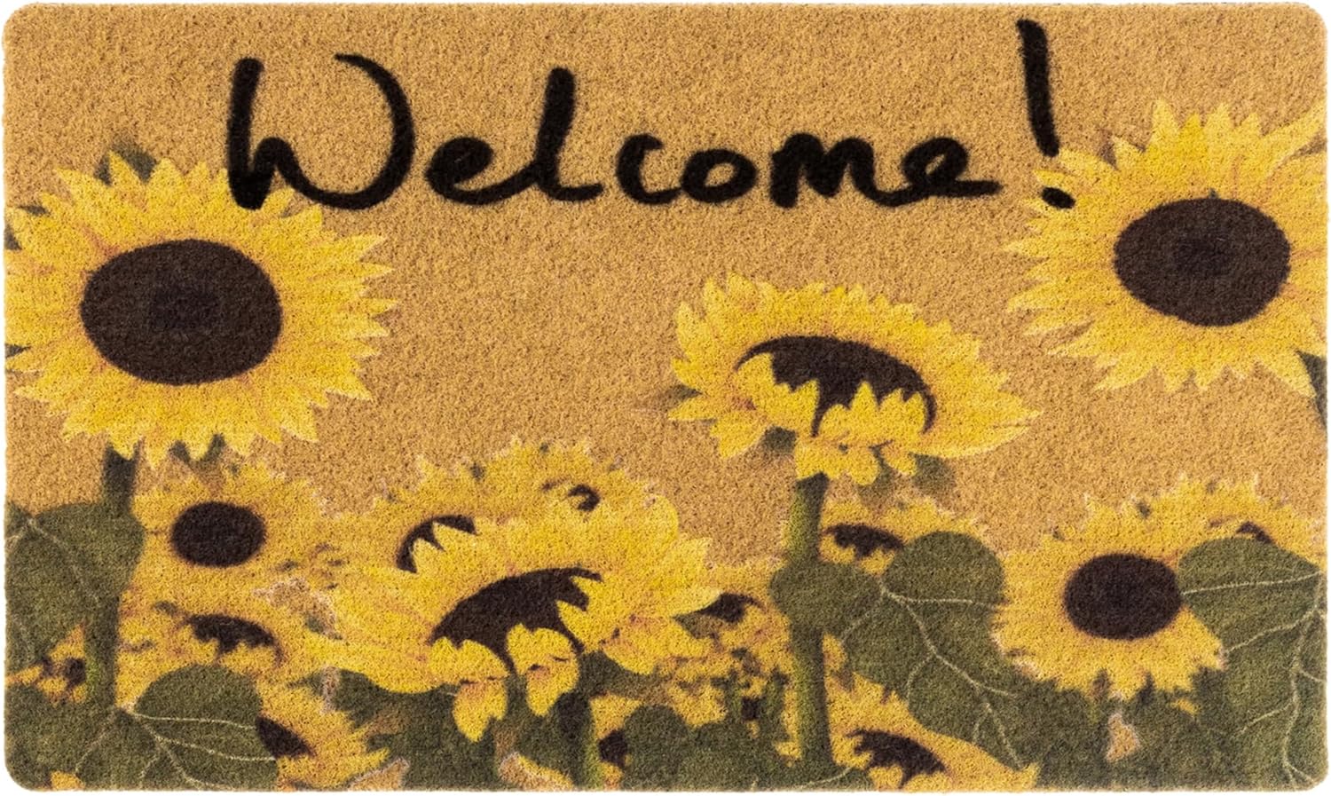 FGSS Natural Coir Doormats, Sunflowers Mat for Outdoor Entrance, Summer