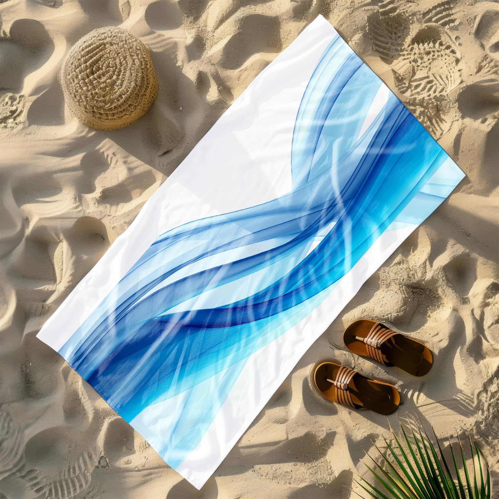 Telo Mare Microfibra 210x230 Geometria Del Gradiente Verde Telo Spiaggia Grande Antisabbia,XXL Asciugamano Mare, Asciugatura Rapida, Stuoia Spiaggia Leggero E Portatile
