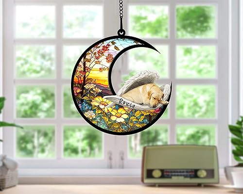 Miniatura 636 de Chow Chow Dog Memorial Suncatcher, adorno de Navidad Chow Chow con nombre, atrapador de pérdida de mascotas, regalos para los amantes de los perros