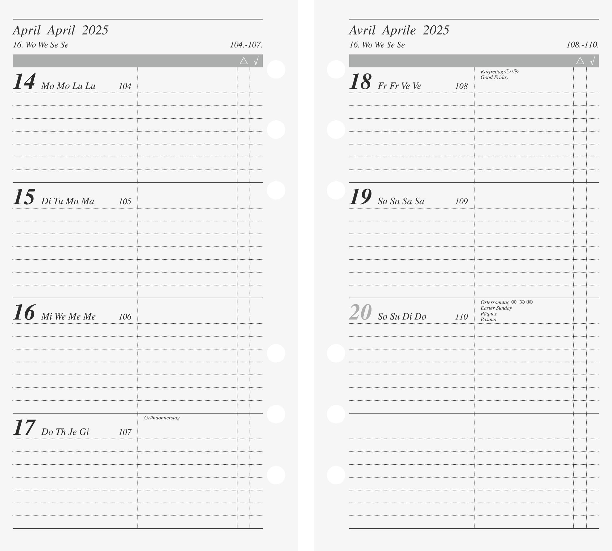 rido/idé Weekly Calendar Time Planner Action (2025), 2 Pages = 1 Week, 93 × 172 mm, 112 Pages
