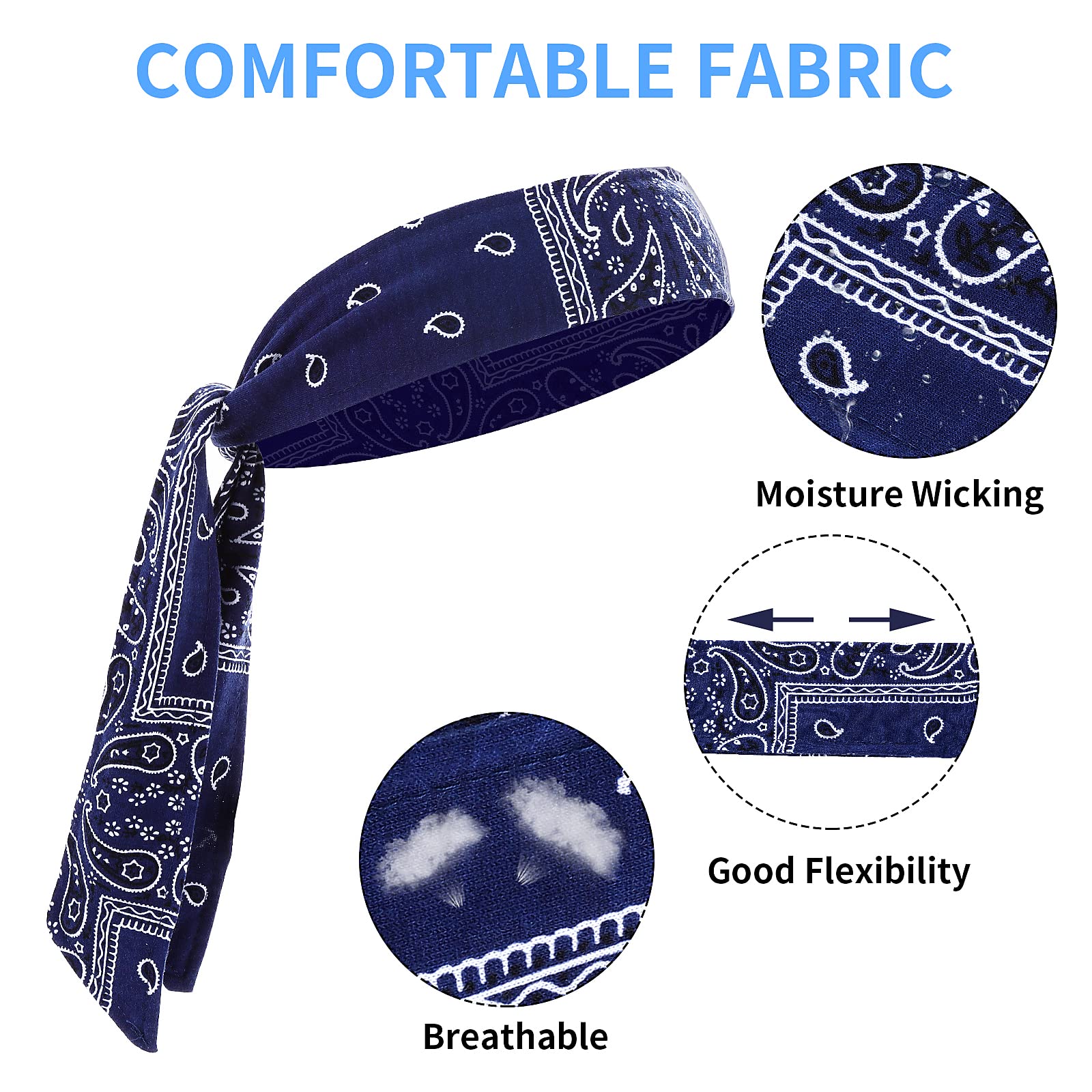 4 Fascie Sportive Assorbisudore - Headband Elastica Per Yoga, Corsa E Palestra - Uomo E Donna