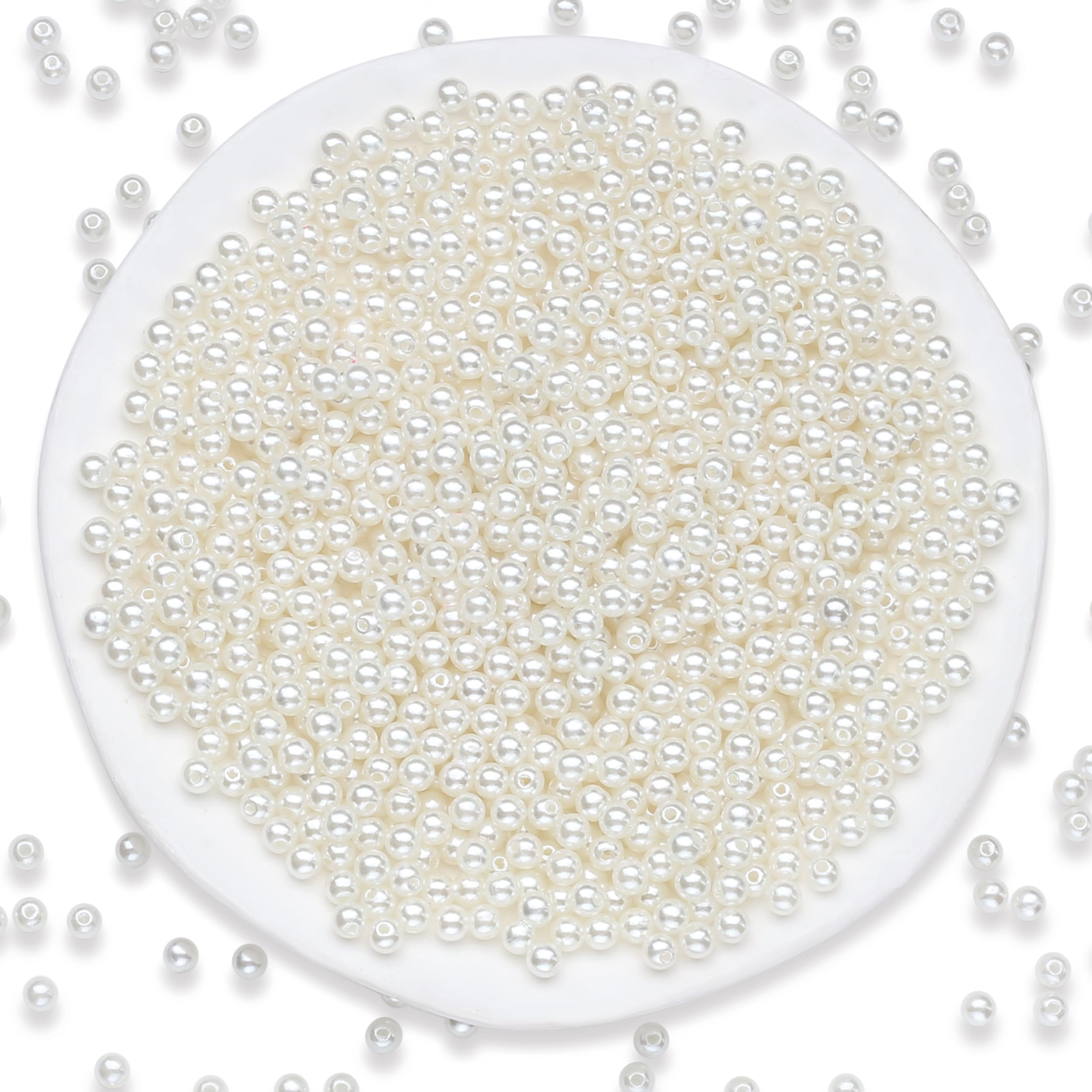 Sahoottie 1000Pcs Pearls for Crafting,6MM White Pearl Beads for Jewellery Making Faux Pearls with Holes for DIY Bracelets, Necklaces, Hairs, Crafts