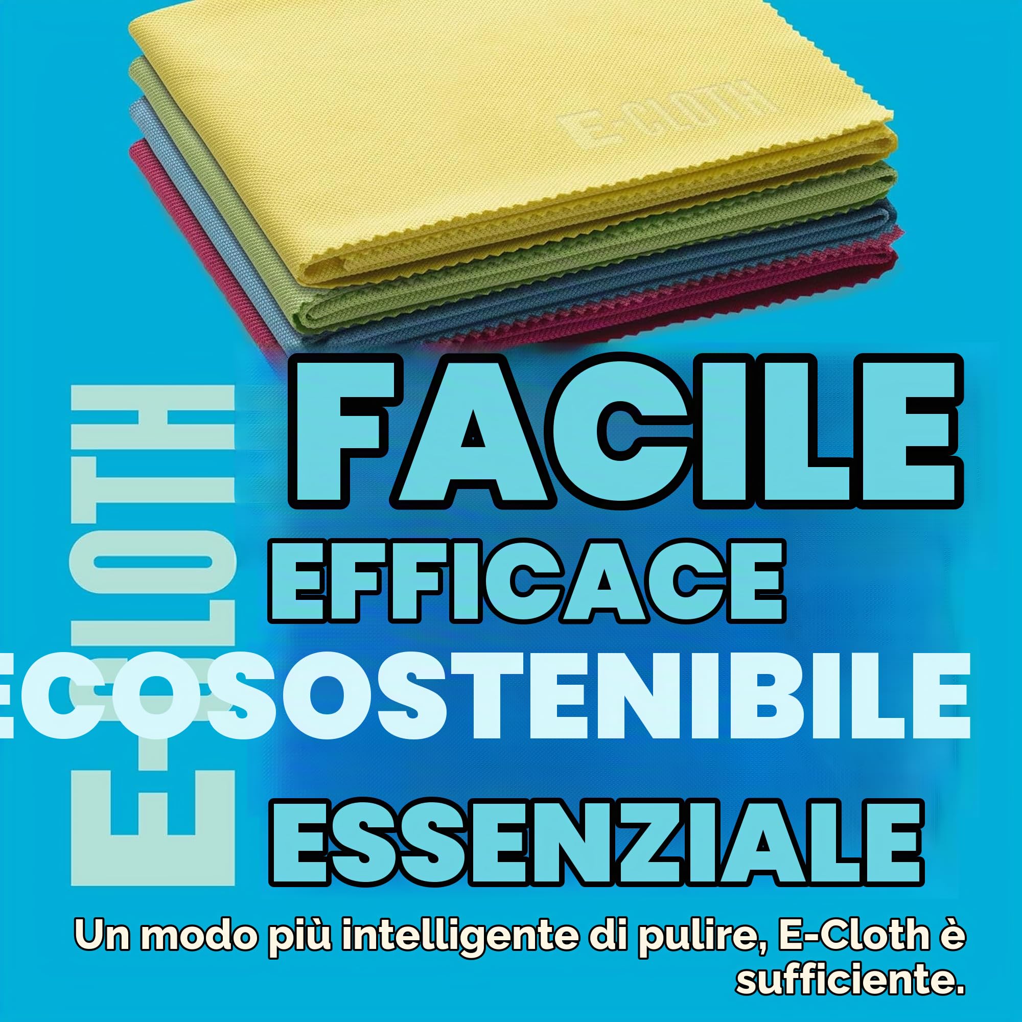 E-Cloth Panno in microfibra per vetro e lucidatura, confezione ecologica, colori assortiti, confezione da 4