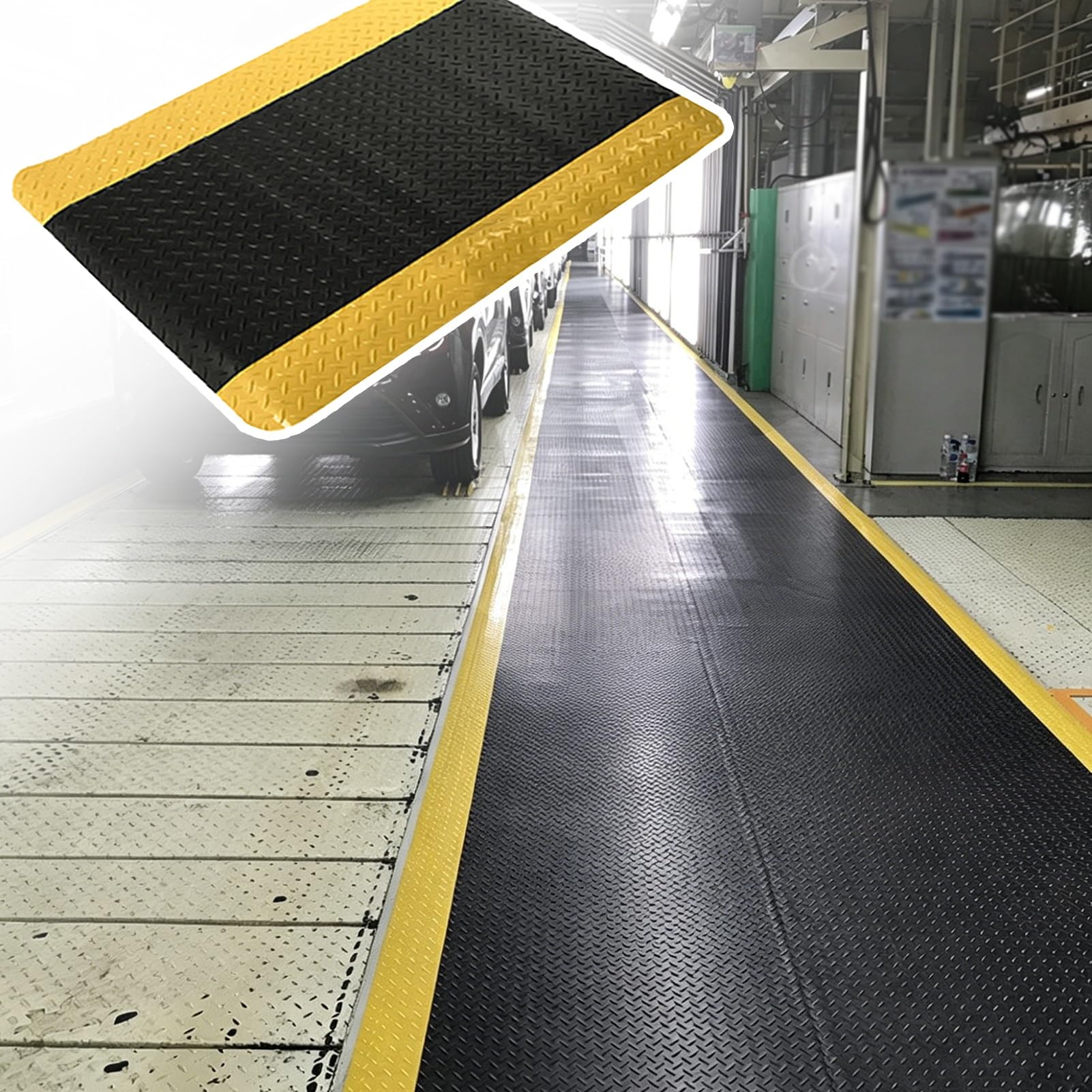 Pavimento Garage Tappetino Ergonomico Antifatica a Corsia, Tappetino Antiscivolo per Postazioni in Piedi, Supporto Imbottito Ergonomico per L'ambiente di Lavoro | 36x36in(91x91cm)