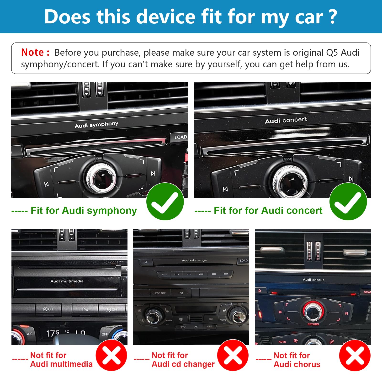 Car Radio 12,3 pollici touchscreen con Wireless Carplay e Android Auto per Audi Q5 2009-2017 con sistema 2G MMI+, supporta Mirrorlink, telecamera, navigazione