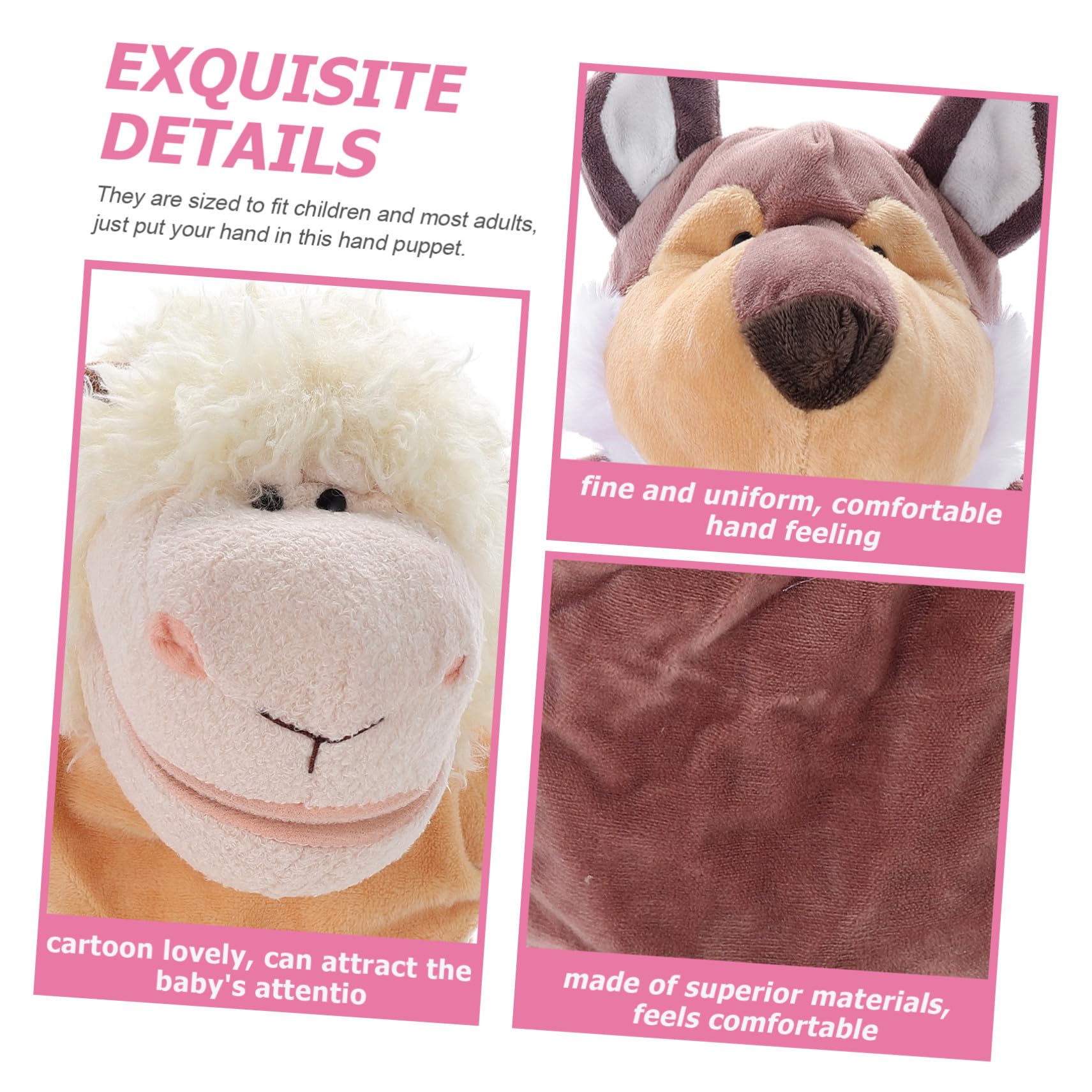 Marionetas de Mano Animales 5 Piezas, Muñecos de Boca Móvil | Algodón Pp y Felpa Corta, para Contar Historias y Juego Imaginativo, Pack Pensado para Ñiño y Papá