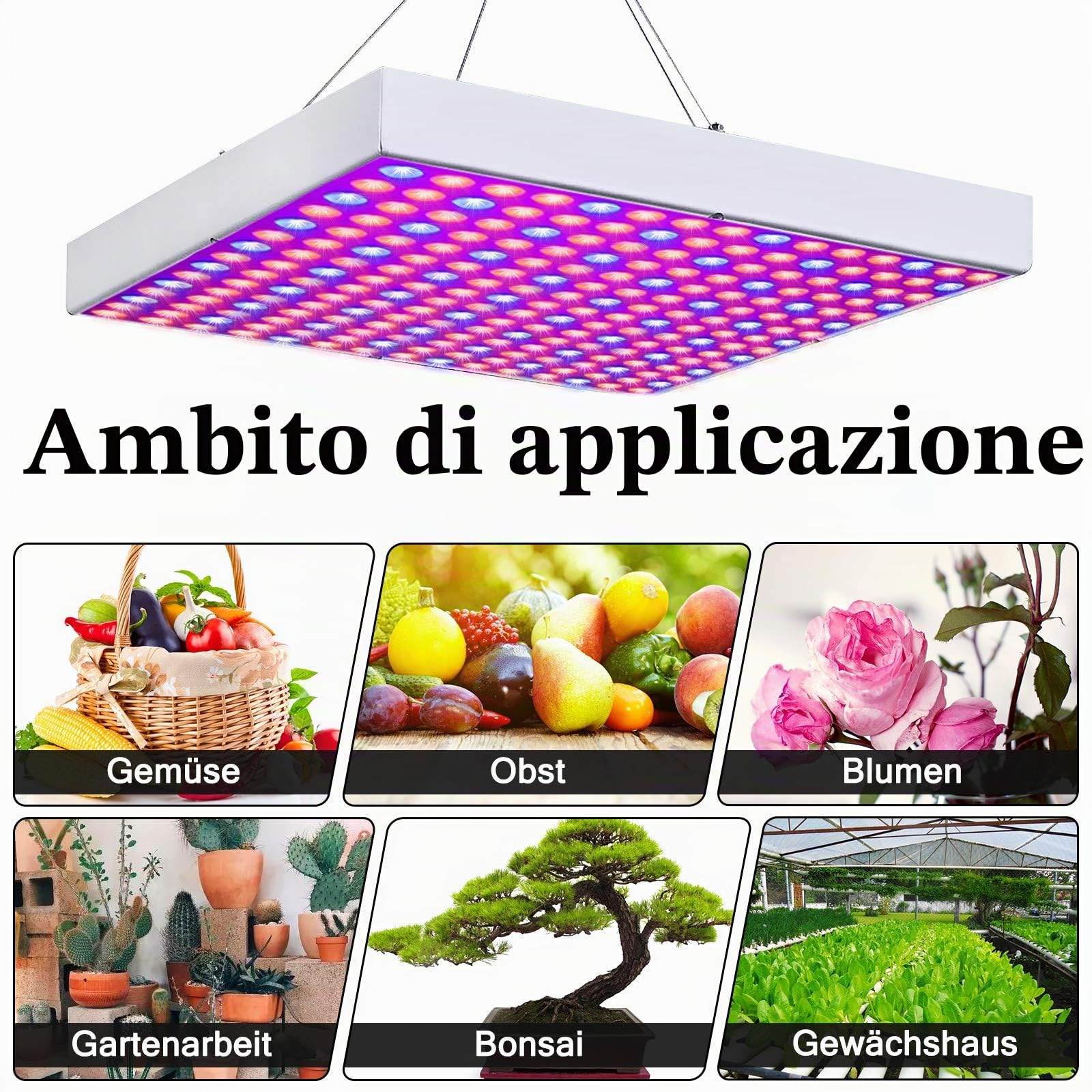 UISEBRT Lampada per piante a LED a spettro completo, 2 x 45 W, 225 LED, rosso e blu, per piante da interno, fiori e verdure, luce diurna (2 x 45 W)