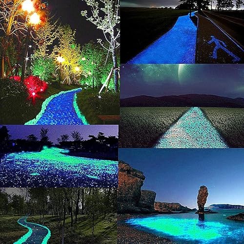300 rocas brillantes, rocas que brillan en la oscuridad para decoración al aire libre, jardín, césped, patio, pecera, acuario, decoración de patio