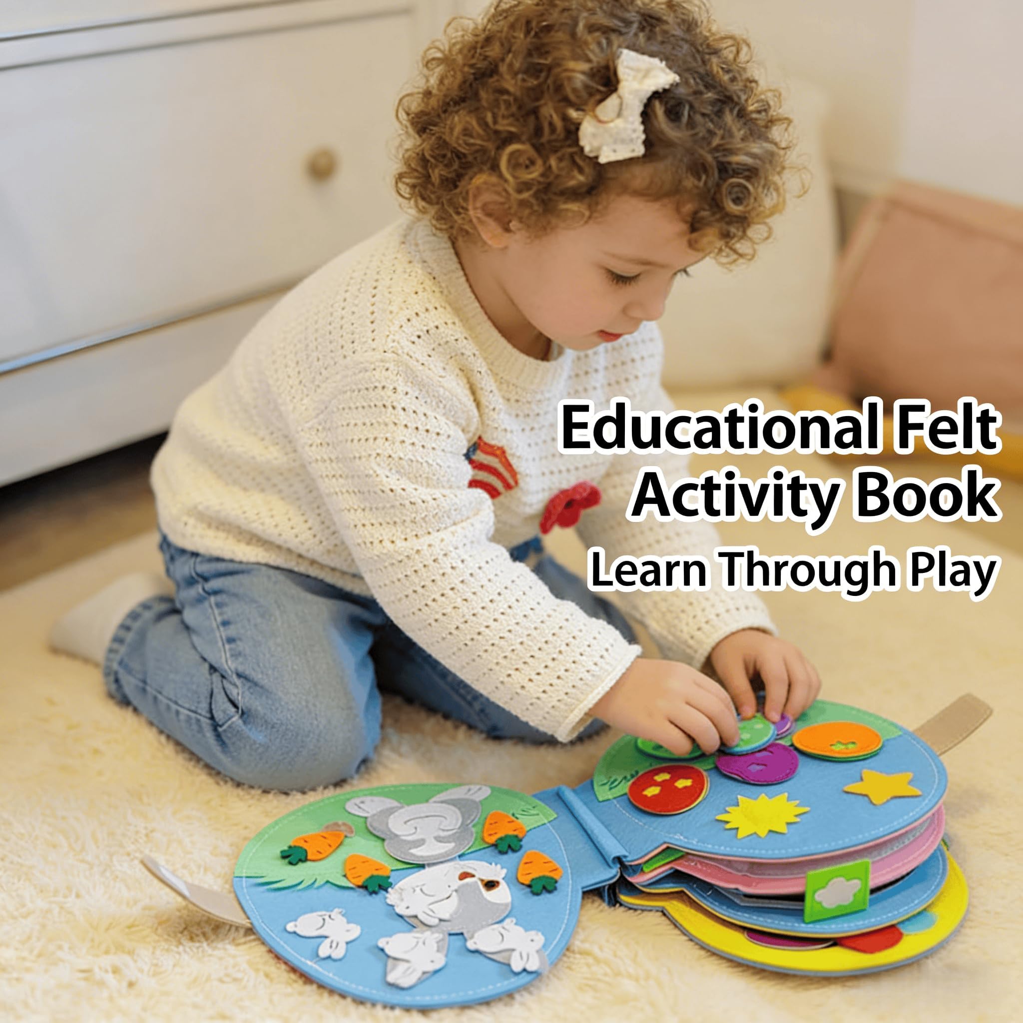 Książeczka z królikami Montessori, książka z naklejkami wielkanocnymi wielokrotnego użytku, łatwe do czyszczenia ręcznie robione dekoracje, zabawny motyw królika dla entuzjastów majsterkowania
