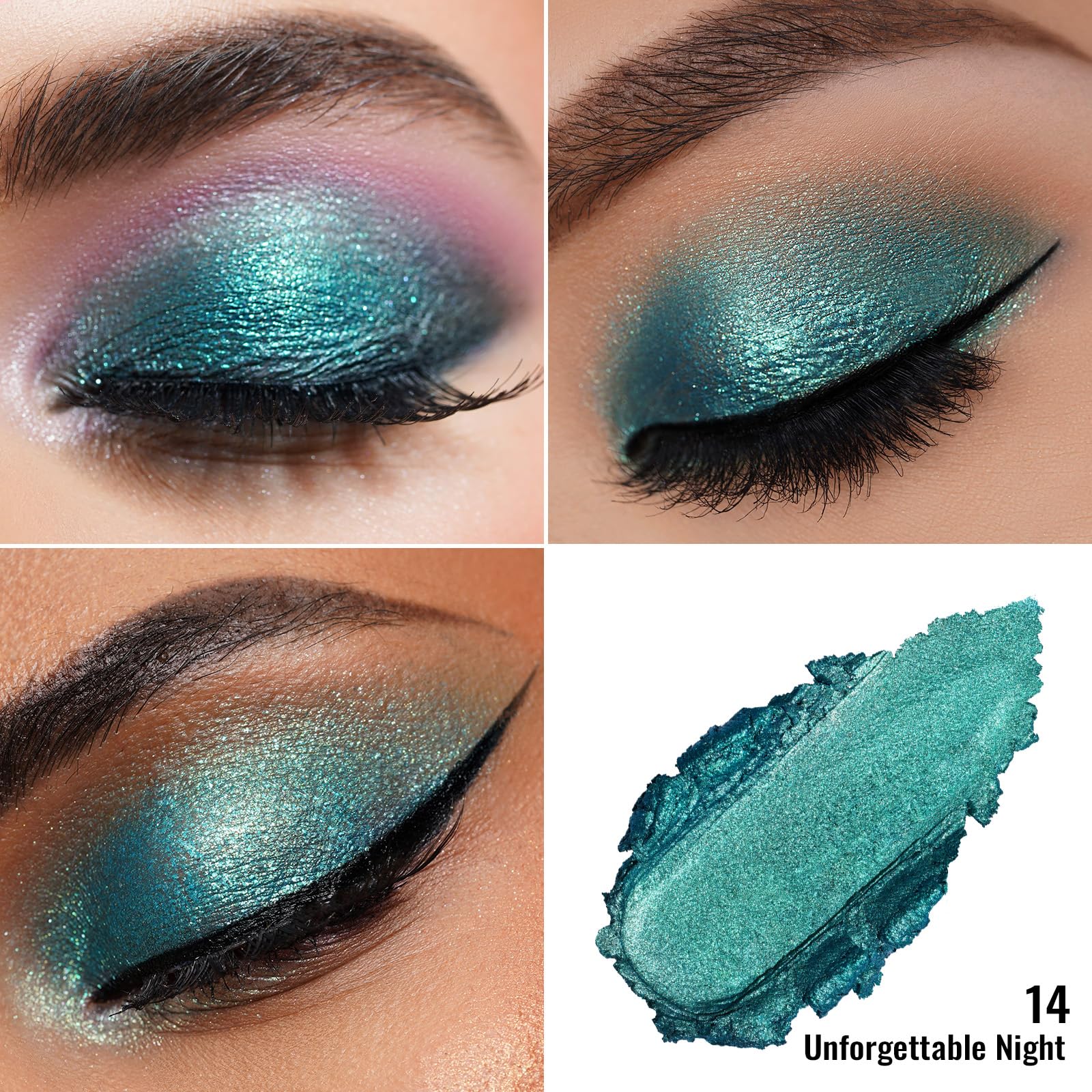 OULAC Cream Eyeshadow, Glitter Green Eyeshadow, Holds Makeup For 12 Hours +, Waterproof and Sweatproof, Crease Resistant, Vegan - Image 4